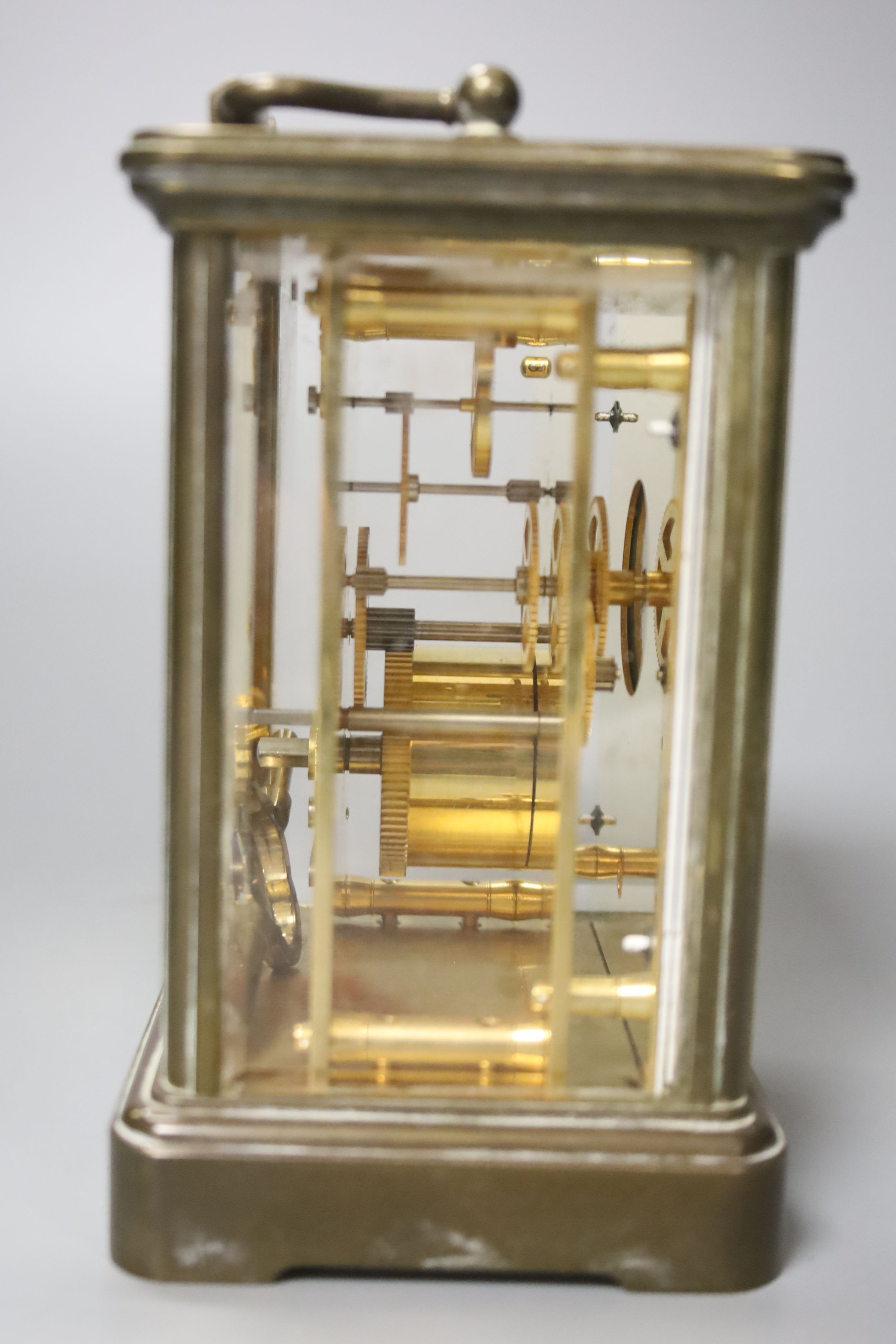 A Matthew Norman brass carriage timepiece 14.5cm